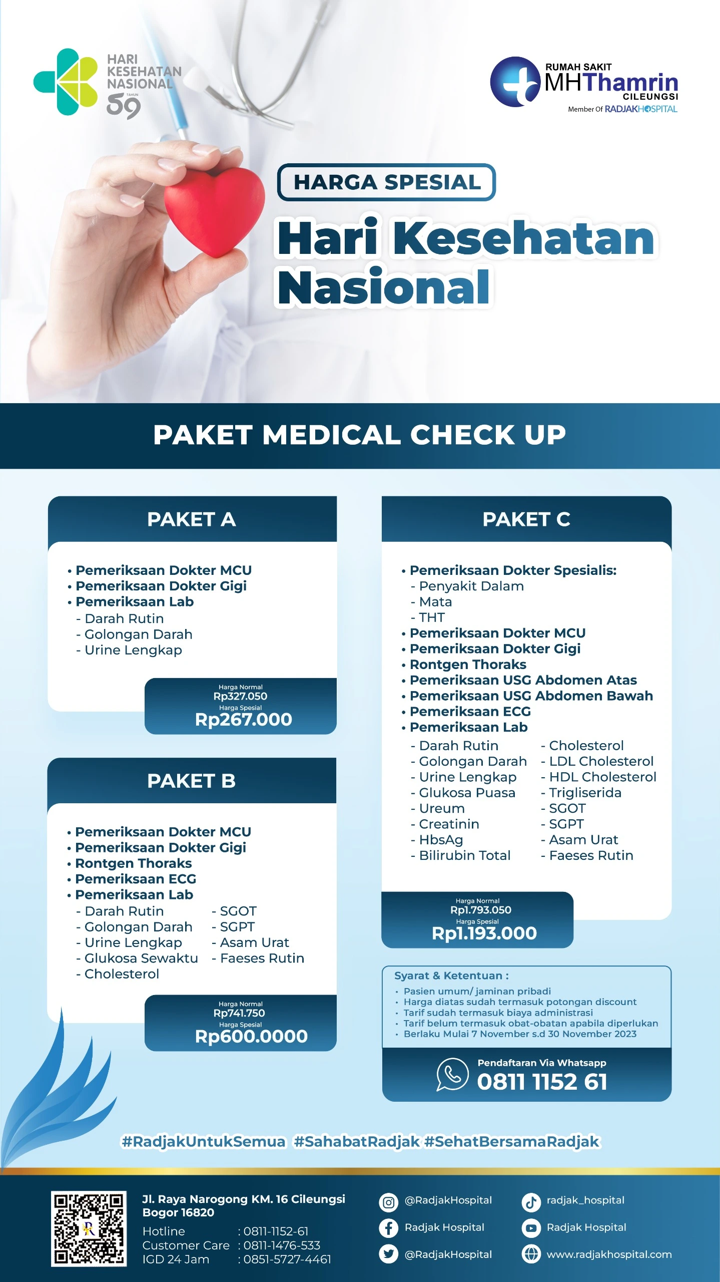 sub-Paket Medical Check Up Spesial Hari Kesehatan Nasional